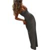 image:imageSOLY HUX Womens Elegant Mesh V Neck Bodycon Maxi Dress Summer Cocktail Party Wedding Guest Long Cami SundressesPure Dark Grey
