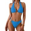 image:imageSOLY HUX Womens Halter Bikini Set V Neck Ring Linked Bathing Suit Summer Beach Two Piece SwimsuitSolid Blue