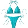 image:imageSOLY HUX Womens Polka Dots Print Bathing Suit Halter Triangle Tie Side Bikini Sets Two Piece SwimsuitBlue Polka Dots Print