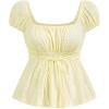 image:imageSOLY HUX Womens Square Neck Short Sleeve Peplum Tops Tie Front Summer Teen Girls Babydoll Top T ShirtLight Yellow