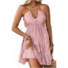 image:imageSOLY HUX Womens Summer Mini Dress Halter Backless Sleeveless A Line Ruffle Hem Flowy Cami Dresses SundressPure Light Pink
