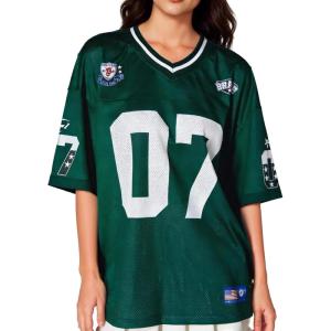 image:imageSOLY HUX Jersey Shirts for Women Y2k Graphic Number Oversized Tees V Neck Half Sleeve Cute Soccer Streetwear T Shirt TopsDark Green