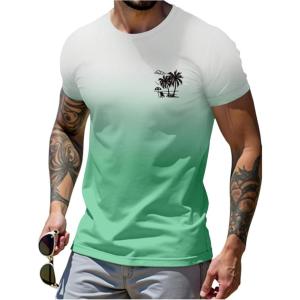 image:imageSOLY HUX Mens Short Sleeve Graphic Tees Summer Crewneck Top Shirt Beach Vacation TShirtsLight Green White