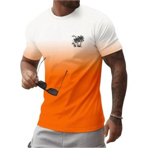 image:imageSOLY HUX Mens Short Sleeve Graphic Tees Summer Crewneck Top Shirt Beach Vacation TShirtsOrange Multi