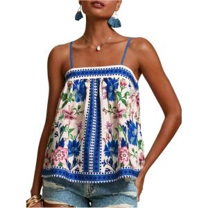 image:imageSOLY HUX Womens Tropical Floral Print Cami Top Spaghetti Strap Boho Vacation Summer Tops CamisoleBlue Floral