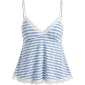 image:imageSOLY HUX Womens Y2K Lace Cami Sleeveless Striped Spaghetti Strap Camisole Gothic Babydoll TopsBlue White Striped