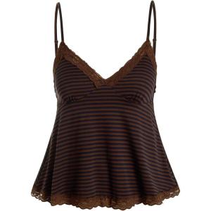 image:imageSOLY HUX Womens Y2K Lace Cami Sleeveless Striped Spaghetti Strap Camisole Gothic Babydoll TopsBrown Blue Striped