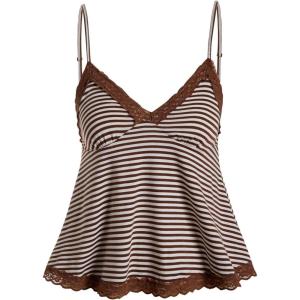 image:imageSOLY HUX Womens Y2K Lace Cami Sleeveless Striped Spaghetti Strap Camisole Gothic Babydoll TopsCoffee Brown Striped