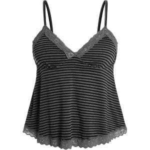 image:imageSOLY HUX Womens Y2K Lace Cami Sleeveless Striped Spaghetti Strap Camisole Gothic Babydoll TopsGrey Black Striped