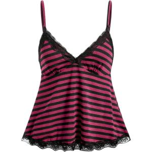image:imageSOLY HUX Womens Y2K Lace Cami Sleeveless Striped Spaghetti Strap Camisole Gothic Babydoll TopsHot Pink and Black