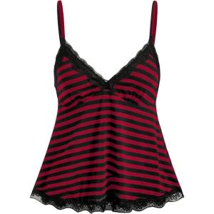 image:imageSOLY HUX Womens Y2K Lace Cami Sleeveless Striped Spaghetti Strap Camisole Gothic Babydoll TopsRed Striped