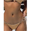 image:imageSOLY HUX Bathing Suit for Women Halter Ring Linked Tie Side Bikini Sets Two Piece SwimsuitPlain Brown