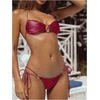 image:imageSOLY HUX Bathing Suit for Women Halter Ring Linked Tie Side Bikini Sets Two Piece SwimsuitPlain Burgundy