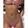 image:imageSOLY HUX Bathing Suit for Women Halter Ring Linked Tie Side Bikini Sets Two Piece SwimsuitPlain Dusty Pink