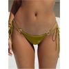 image:imageSOLY HUX Bathing Suit for Women Halter Ring Linked Tie Side Bikini Sets Two Piece SwimsuitPlain Mustard Yellow