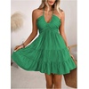 image:imageSOLY HUX Womens Summer Mini Dress Halter Backless Sleeveless A Line Ruffle Hem Flowy Cami Dresses SundressSolid Green