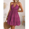 image:imageSOLY HUX Womens Summer Mini Dress Halter Backless Sleeveless A Line Ruffle Hem Flowy Cami Dresses SundressSolid Hotpink