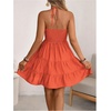image:imageSOLY HUX Womens Summer Mini Dress Halter Backless Sleeveless A Line Ruffle Hem Flowy Cami Dresses SundressSolid Orange