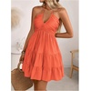 image:imageSOLY HUX Womens Summer Mini Dress Halter Backless Sleeveless A Line Ruffle Hem Flowy Cami Dresses SundressSolid Orange