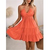 image:imageSOLY HUX Womens Summer Mini Dress Halter Backless Sleeveless A Line Ruffle Hem Flowy Cami Dresses SundressSolid Orange