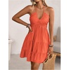 image:imageSOLY HUX Womens Summer Mini Dress Halter Backless Sleeveless A Line Ruffle Hem Flowy Cami Dresses SundressSolid Orange