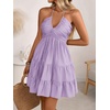 image:imageSOLY HUX Womens Summer Mini Dress Halter Backless Sleeveless A Line Ruffle Hem Flowy Cami Dresses SundressSolid Purple