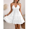 image:imageSOLY HUX Womens Summer Mini Dress Halter Backless Sleeveless A Line Ruffle Hem Flowy Cami Dresses SundressSolid White