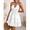 image:imageSOLY HUX Womens Summer Mini Dress Halter Backless Sleeveless A Line Ruffle Hem Flowy Cami Dresses SundressSolid White