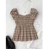 image:imageSOLY HUX Girls Gingham Tops Y2K Cute Blouse Summer Sweetheart Neck Shirts Aesthetic ClothesBrown Plaid