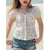 image:imageSOLY HUX Girls Gingham Tops Y2K Cute Blouse Summer Sweetheart Neck Shirts Aesthetic ClothesWhite Floral