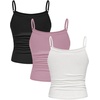 image:imageSOLY HUX Girls Tank Tops 3 Packs Cute Ruched Spaghetti Strap Camisole Slim Fit UndershirtsPurple Black White