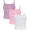 image:imageSOLY HUX Girls Tank Tops 3 Packs Cute Ruched Spaghetti Strap Camisole Slim Fit UndershirtsPurple Pink White