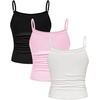 image:imageSOLY HUX Girls Tank Tops 3 Packs Cute Ruched Spaghetti Strap Camisole Slim Fit UndershirtsWhite Pink Black