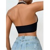 image:imageSOLY HUX Halter Bralette for Women Front Closure Bra Wireless V Neck Ribbed Knit Everyday Comfort BrasPure Black