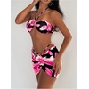 image:imageSOLY HUX Womens 3 Piece Swimsuit Floral Halter Bikini Set Beach Vacation Bathing Suit with Drawstring Cover Up SkirtBlack Floral