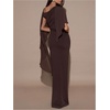 image:imageSOLY HUX Womens Elegant Bodycon Maxi Dresses Evening Fishtail Shawl Dress Cocktail Formal GownsPure Brown