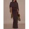 image:imageSOLY HUX Womens Elegant Bodycon Maxi Dresses Evening Fishtail Shawl Dress Cocktail Formal GownsPure Brown