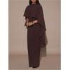 image:imageSOLY HUX Womens Elegant Bodycon Maxi Dresses Evening Fishtail Shawl Dress Cocktail Formal GownsPure Brown