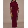 image:imageSOLY HUX Womens Elegant Bodycon Maxi Dresses Evening Fishtail Shawl Dress Cocktail Formal GownsPure Burgundy