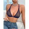 image:imageSOLY HUX Womens Sheer Mesh Through Bra Sheer Bralette Front Closure Deep V Neck Wireless Lingerie Sexy Lingerie BraDark Blue