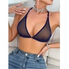 image:imageSOLY HUX Womens Sheer Mesh Through Bra Sheer Bralette Front Closure Deep V Neck Wireless Lingerie Sexy Lingerie BraDark Blue