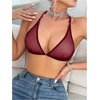 image:imageSOLY HUX Womens Sheer Mesh Through Bra Sheer Bralette Front Closure Deep V Neck Wireless Lingerie Sexy Lingerie BraDark Red