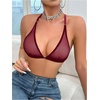 image:imageSOLY HUX Womens Sheer Mesh Through Bra Sheer Bralette Front Closure Deep V Neck Wireless Lingerie Sexy Lingerie BraDark Red