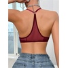 image:imageSOLY HUX Womens Sheer Mesh Through Bra Sheer Bralette Front Closure Deep V Neck Wireless Lingerie Sexy Lingerie BraDark Red