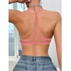 image:imageSOLY HUX Womens Sheer Mesh Through Bra Sheer Bralette Front Closure Deep V Neck Wireless Lingerie Sexy Lingerie BraDusty Pink
