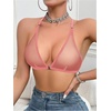 image:imageSOLY HUX Womens Sheer Mesh Through Bra Sheer Bralette Front Closure Deep V Neck Wireless Lingerie Sexy Lingerie BraDusty Pink
