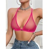 image:imageSOLY HUX Womens Sheer Mesh Through Bra Sheer Bralette Front Closure Deep V Neck Wireless Lingerie Sexy Lingerie BraHot Pink