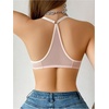 image:imageSOLY HUX Womens Sheer Mesh Through Bra Sheer Bralette Front Closure Deep V Neck Wireless Lingerie Sexy Lingerie BraPure Apricot