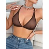 image:imageSOLY HUX Womens Sheer Mesh Through Bra Sheer Bralette Front Closure Deep V Neck Wireless Lingerie Sexy Lingerie BraPure Brown