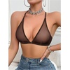 image:imageSOLY HUX Womens Sheer Mesh Through Bra Sheer Bralette Front Closure Deep V Neck Wireless Lingerie Sexy Lingerie BraPure Brown